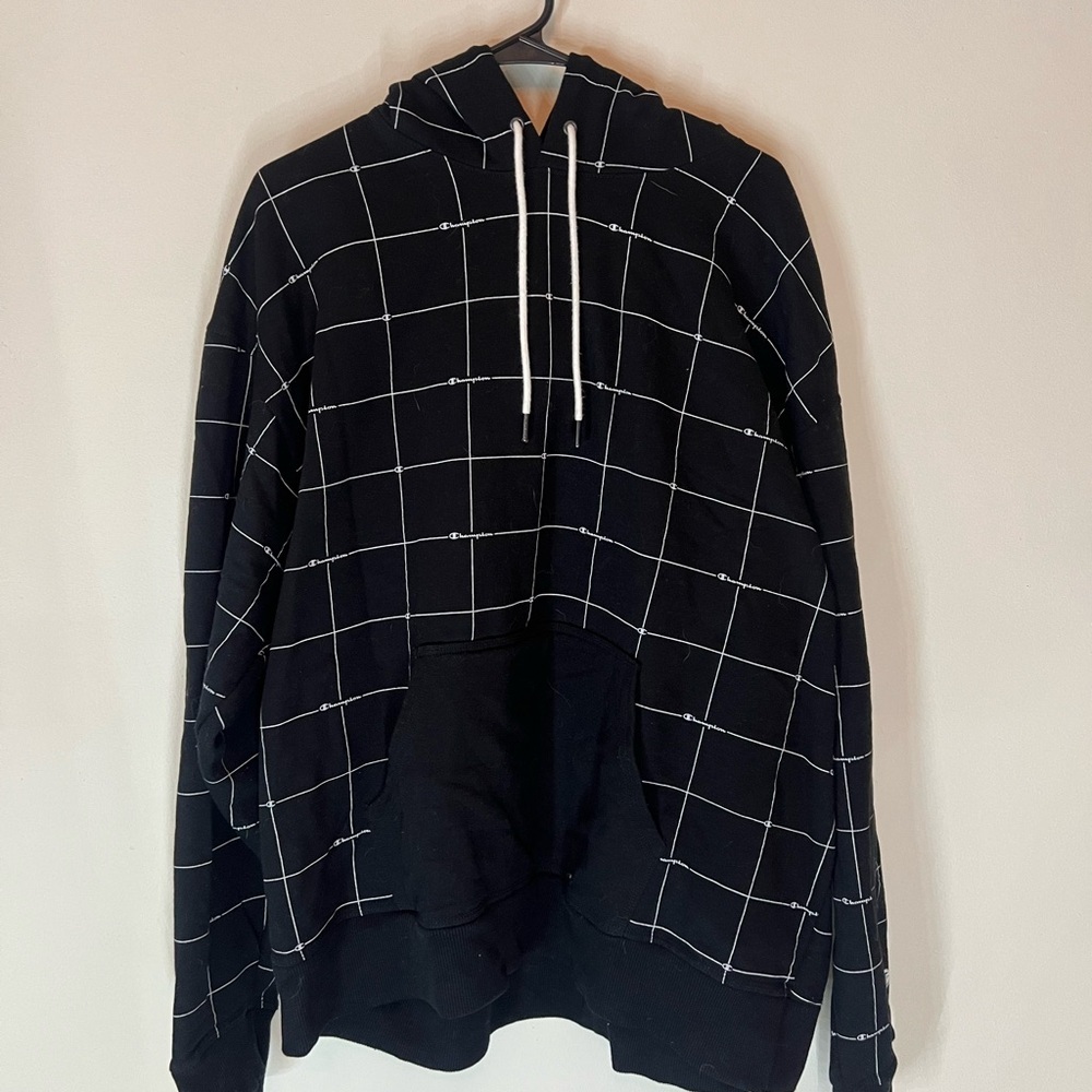 Black Grid Pattern Men's Hoodie